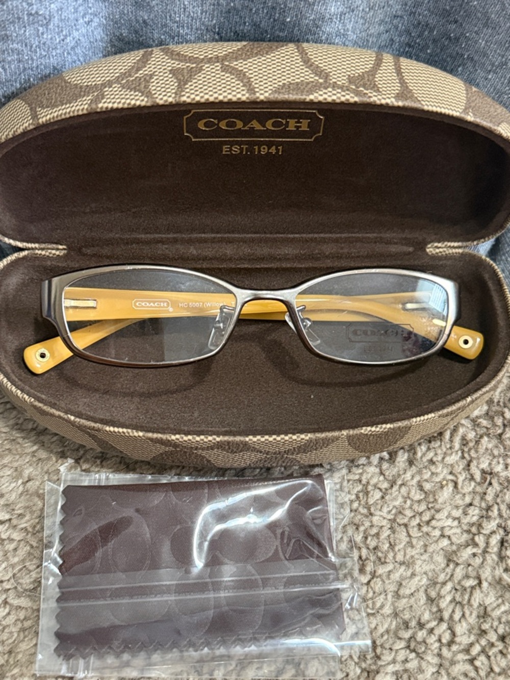 Coach Women's Rectangular Eyeglasses in Brown and Yellow